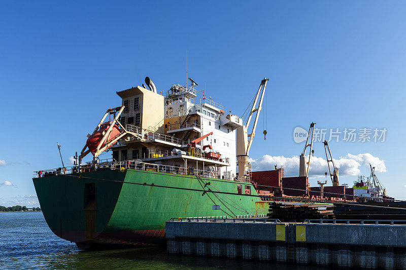 container ship on St. Lawrence River in Trois-Rivieres in Canada